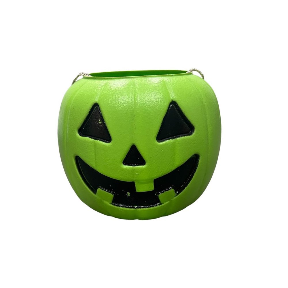 General Foam Plastics Norfolk Green Pumpkin Halloween Candy Bucket Made in USA